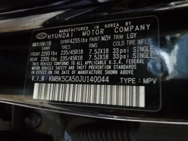 KM8K5CA50JU140044 - 2018 HYUNDAI KONA ULTIMATE BLACK photo 13