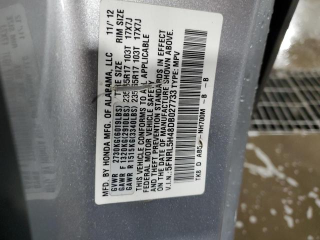 5FNRL5H48DB027733 - 2013 HONDA ODYSSEY EX SILVER photo 13