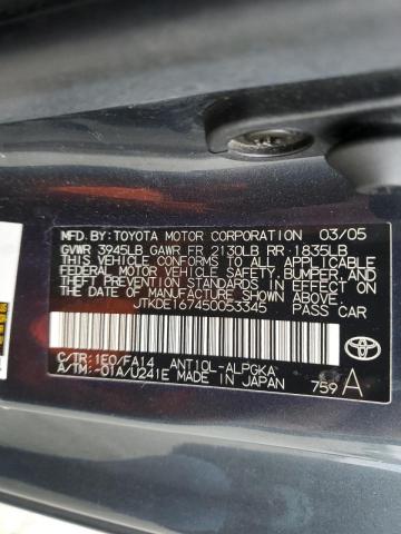 JTKDE167450053345 - 2005 TOYOTA SCION TC ნაცრისფერი ფოტო 12