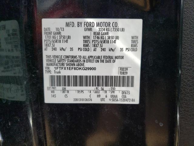 1FTFX1EF8DKG29900 - 2013 FORD F150 SUPER CAB BLACK photo 12