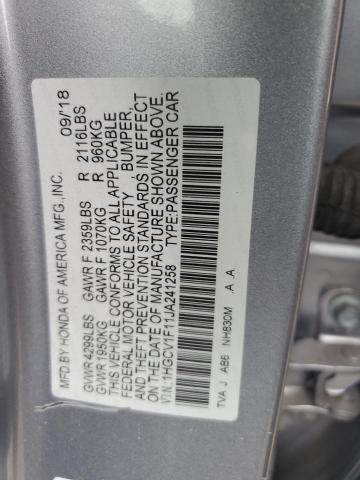 1HGCV1F11JA241258 - 2018 HONDA ACCORD LX SILVER photo 12