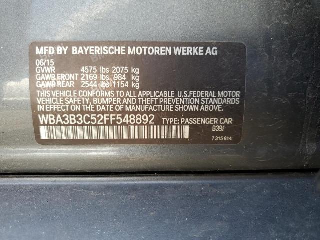 WBA3B3C52FF548892 - 2015 BMW 328 XI GRAY photo 13