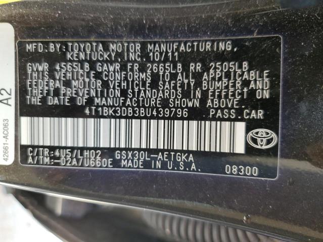 4T1BK3DB3BU439796 - 2011 TOYOTA AVALON BASE BLACK photo 13