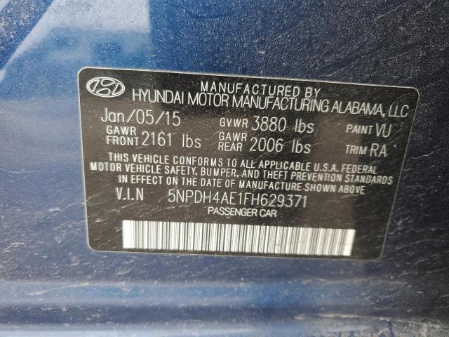 5NPDH4AE1FH629371 - 2015 HYUNDAI ELANTRA SE BLUE photo 12