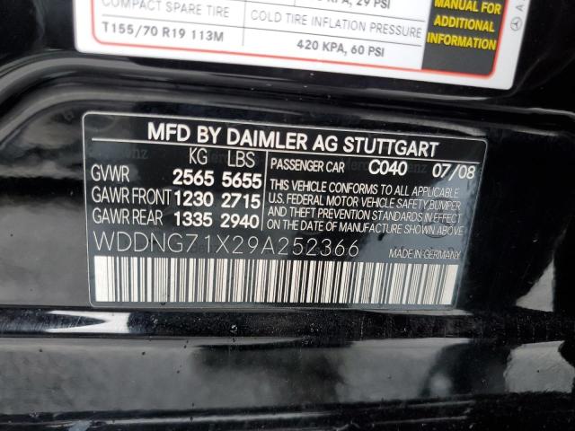 WDDNG71X29A252366 - 2009 MERCEDES-BENZ S 550 BLACK photo 12