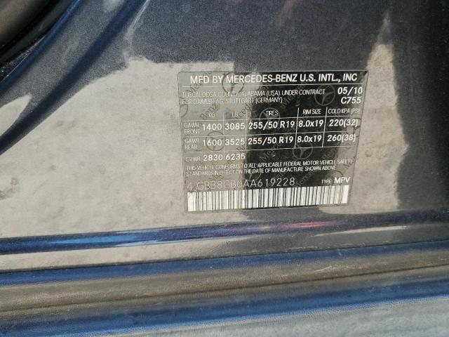 4JGBB8GB0AA619228 - 2010 MERCEDES-BENZ ML 350 4MATIC BLACK photo 13