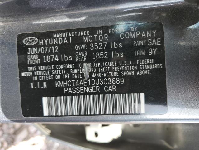 KMHCT4AE1DU303689 - 2013 HYUNDAI ACCENT GLS GRAY photo 12