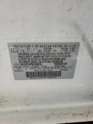 3N1CN7AP5FL958164 - 2015 NISSAN VERSA S WHITE photo 12