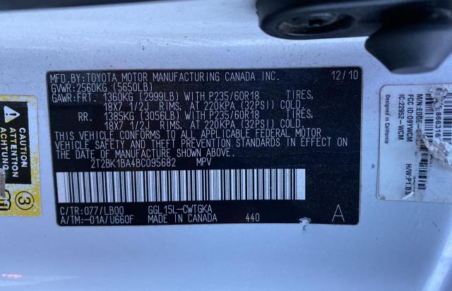 2T2BK1BA4BC095682 - 2011 LEXUS RX 350 WHITE photo 10