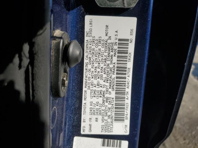 5TEJU62N77Z324724 - 2007 TOYOTA TACOMA DOUBLE CAB PRERUNNER BLUE photo 12