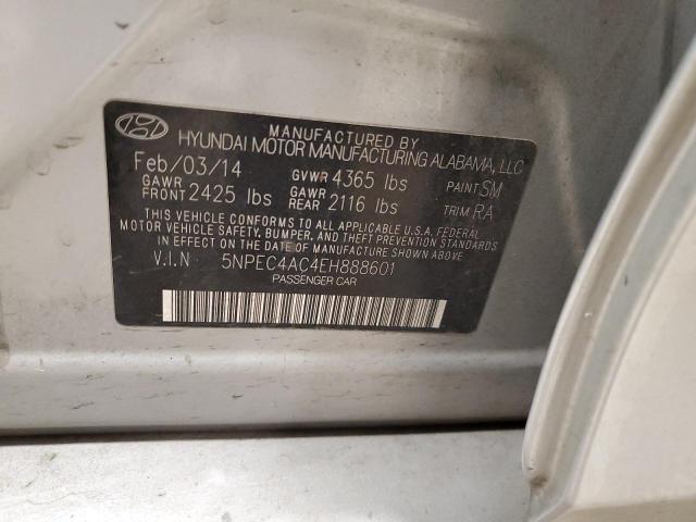 5NPEC4AC4EH888601 - 2014 HYUNDAI SONATA SE SILVER photo 12