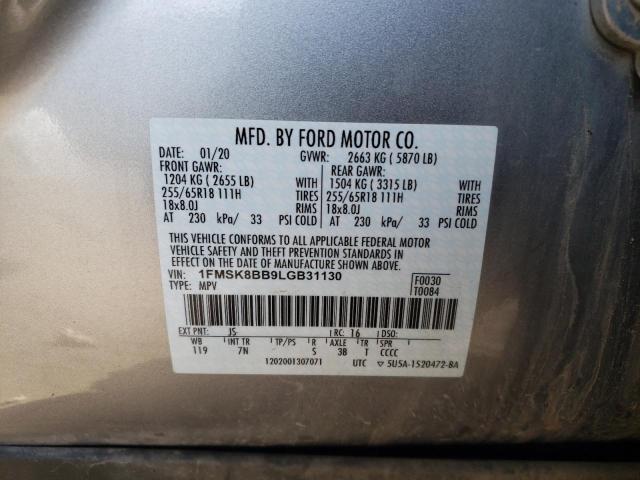 1FMSK8BB9LGB31130 - 2020 FORD EXPLORER SILVER photo 13