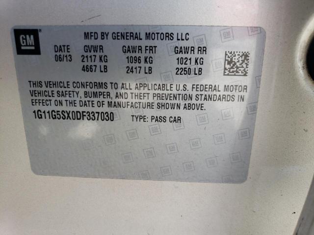 1G11G5SX0DF337030 - 2013 CHEVROLET MALIBU 3LT კრემისფერი ფოტო 12