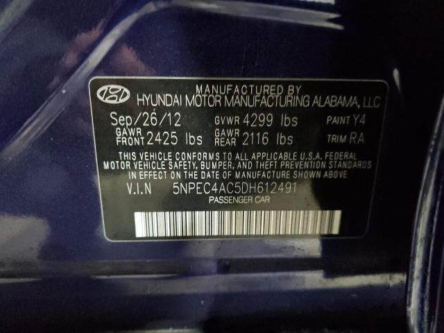 5NPEC4AC5DH612491 - 2013 HYUNDAI SONATA SE BLUE photo 12