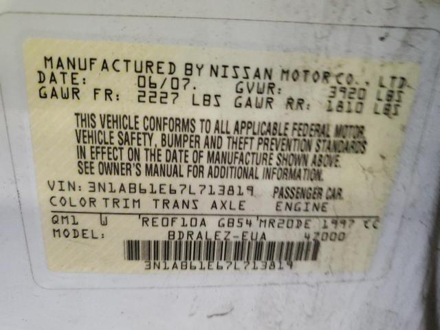 3N1AB61E67L713819 - 2007 NISSAN SENTRA 2.0 WHITE photo 12