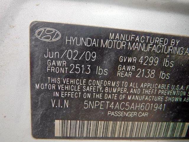 5NPET4AC5AH601941 - 2010 HYUNDAI SONATA GLS  photo 10