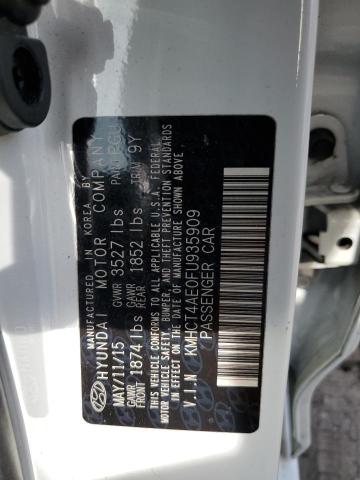 KMHCT4AE0FU935909 - 2015 HYUNDAI ACCENT GLS WHITE photo 12