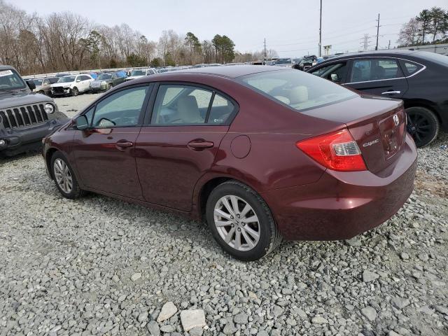 19XFB2F8XCE110093 - 2012 HONDA CIVIC EX BURGUNDY photo 2