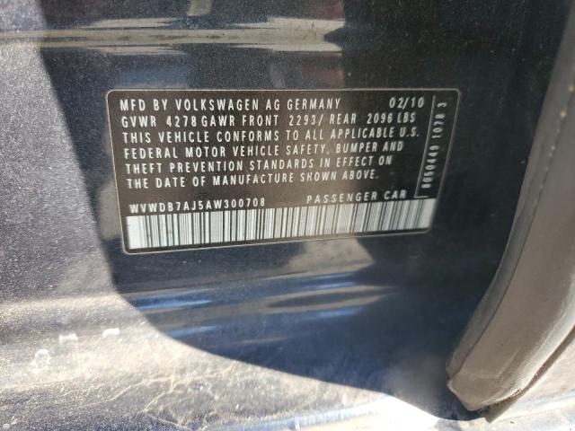 WVWDB7AJ5AW300708 - 2010 VOLKSWAGEN GOLF BLUE photo 12