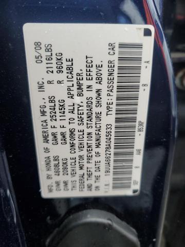 19UUA66278A045633 - 2008 ACURA TL BLUE photo 12