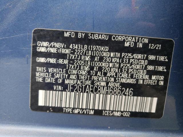 JF2GTAEC8MH686246 - 2021 SUBARU CROSSTREK PREMIUM BLUE photo 12