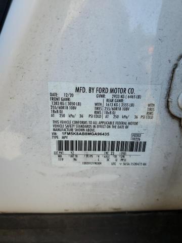 1FM5K8AB8MGA96435 - 2021 FORD EXPLORER POLICE INTERCEPTOR 白色 照片 13