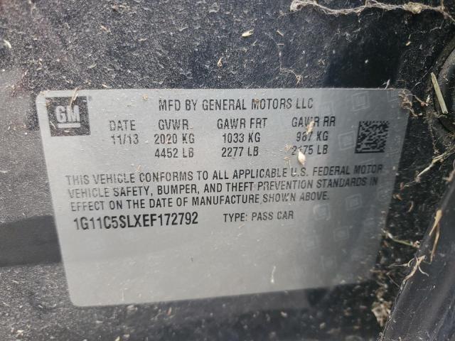 1G11C5SLXEF172792 - 2014 CHEVROLET MALIBU 1LT GRAY photo 12