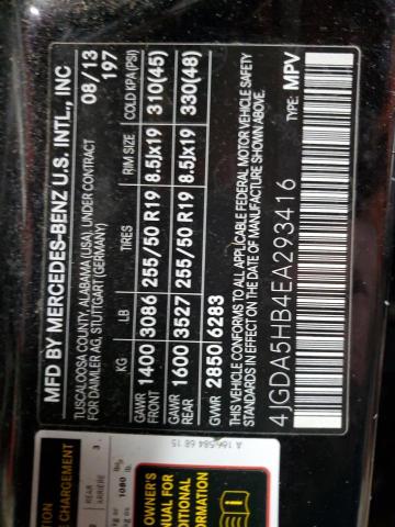 4JGDA5HB4EA293416 - 2014 MERCEDES-BENZ ML 350 4MATIC BLACK photo 13