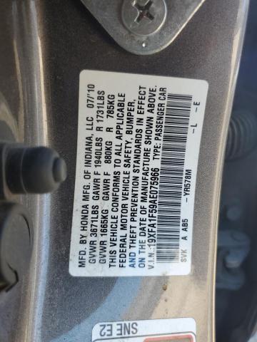 19XFA1F59AE075966 - 2010 HONDA CIVIC LX GRAY photo 12