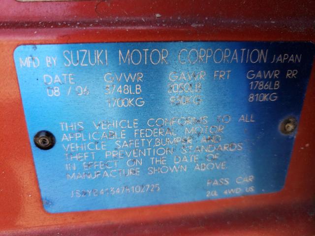 JS2YB413475102725 - 2007 SUZUKI SX4 RED photo 12