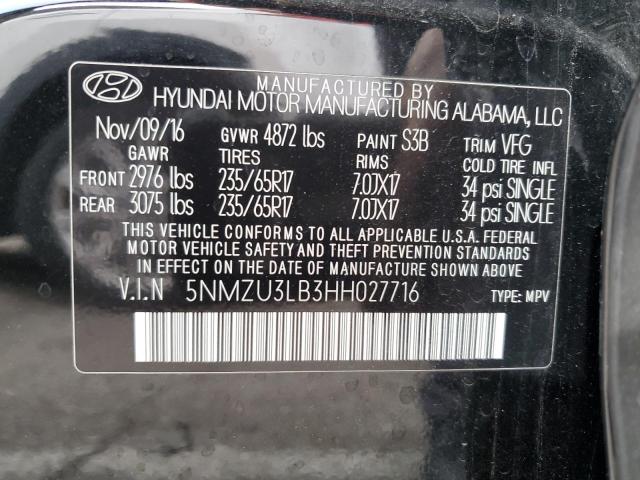 5NMZU3LB3HH027716 - 2017 HYUNDAI SANTA FE S BLACK photo 14