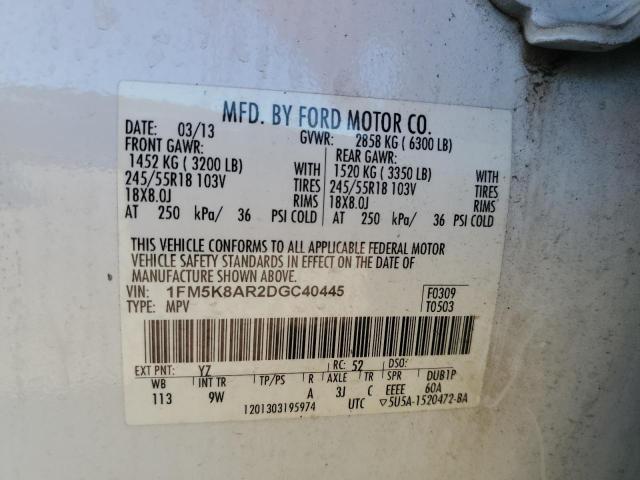 1FM5K8AR2DGC40445 - 2013 FORD EXPLORER POLICE INTERCEPTOR TWO TONE photo 13