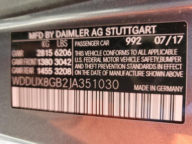 WDDUX8GB2JA351030 - 2018 MERCEDES-BENZ S MERCEDES-MAYBACH S560 4MATIC GRAY photo 12