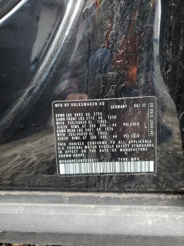 WVGUNPE26NP038011 - 2022 VOLKSWAGEN ID.4 PRO S 黑色 照片 12