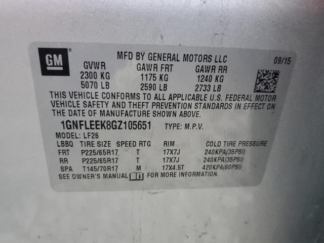 1GNFLEEK8GZ105651 - 2016 CHEVROLET EQUINOX LS SILVER photo 12