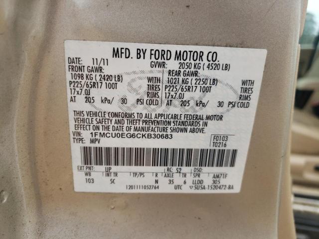 1FMCU0EG6CKB30683 - 2012 FORD ESCAPE LIMITED GOLD photo 14