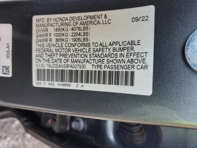 19UDE4H33PA007930 - 2023 ACURA INTEGRA A-SPEC GRAY photo 12