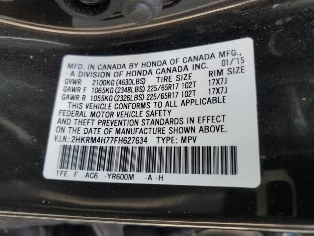 2HKRM4H77FH627634 - 2015 HONDA CR-V EXL CHARCOAL photo 13