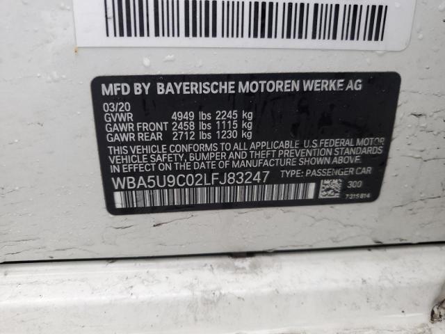 WBA5U9C02LFJ83247 - 2020 BMW M340XI WHITE photo 12
