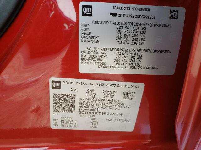 3GTUUGED9PG222259 - 2023 GMC SIERRA K1500 DENALI RED photo 12