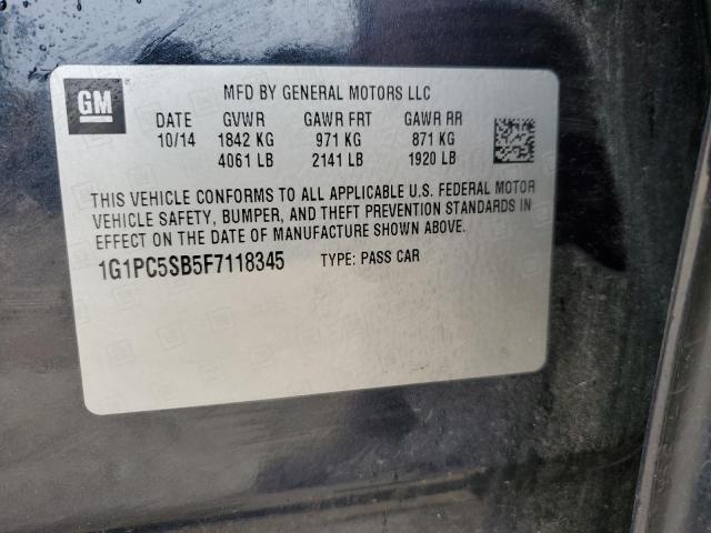 1G1PC5SB5F7118345 - 2015 CHEVROLET CRUZE LT CHARCOAL photo 12