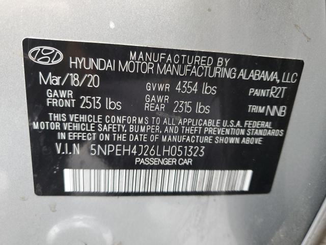 5NPEH4J26LH051323 - 2020 HYUNDAI SONATA LIMITED SILVER photo 12