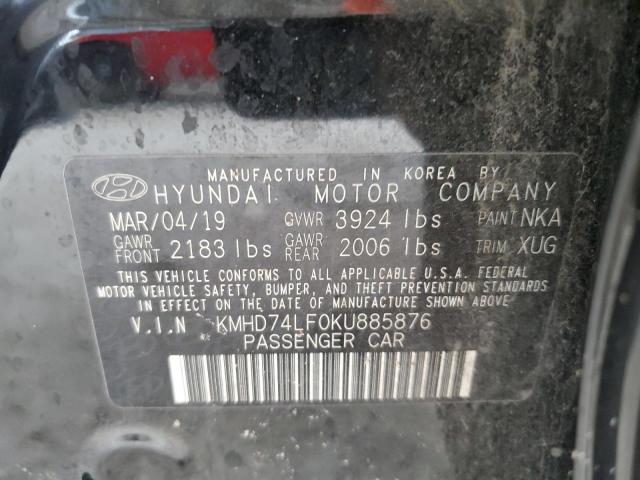 KMHD74LF0KU885876 - 2019 HYUNDAI ELANTRA SE BLACK photo 13