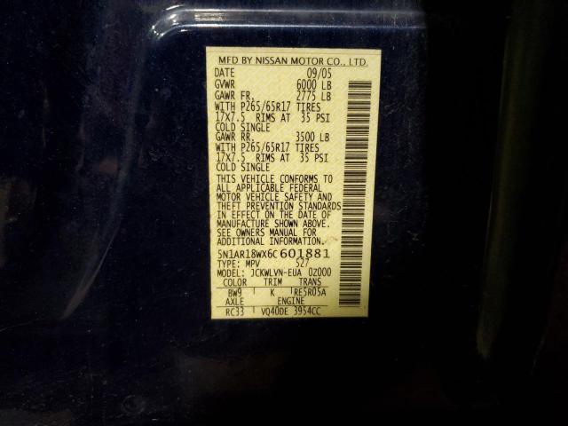 5N1AR18WX6C601881 - 2006 NISSAN PATHFINDER LE ლურჯი ფოტო 13