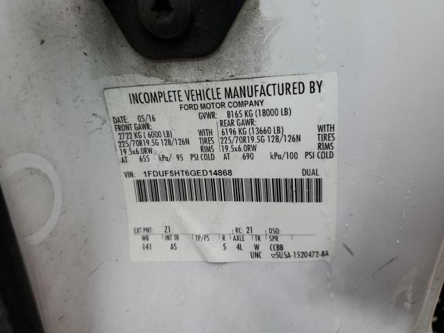 1FDUF5HT6GED14868 - 2016 FORD F550 SUPER DUTY WHITE photo 12