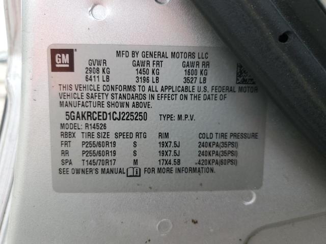 5GAKRCED1CJ225250 - 2012 BUICK ENCLAVE SILVER photo 13