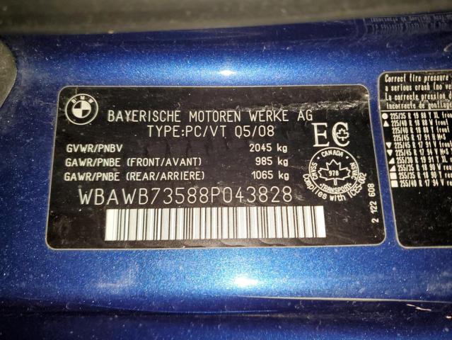 WBAWB73588P043828 - 2008 BMW 335 I BLUE photo 12