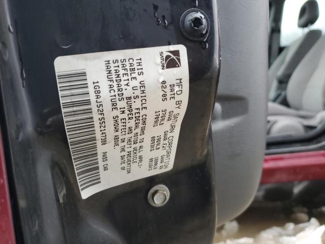 1G8AJ52F55Z147380 - 2005 SATURN ION LEVEL 2 RED photo 12