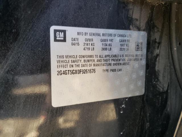 2G4GT5GX0F9261676 - 2015 BUICK REGAL GS შავი ფოტო 13
