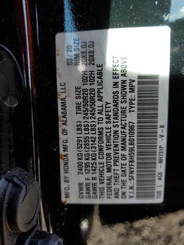 5FNYF8H59LB010967 - 2020 HONDA PASSPORT EXL BLACK photo 13